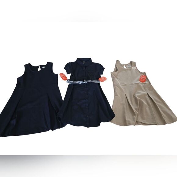 Stylish Kids Dress Set - Navy and Tan - Picture 1 of 4